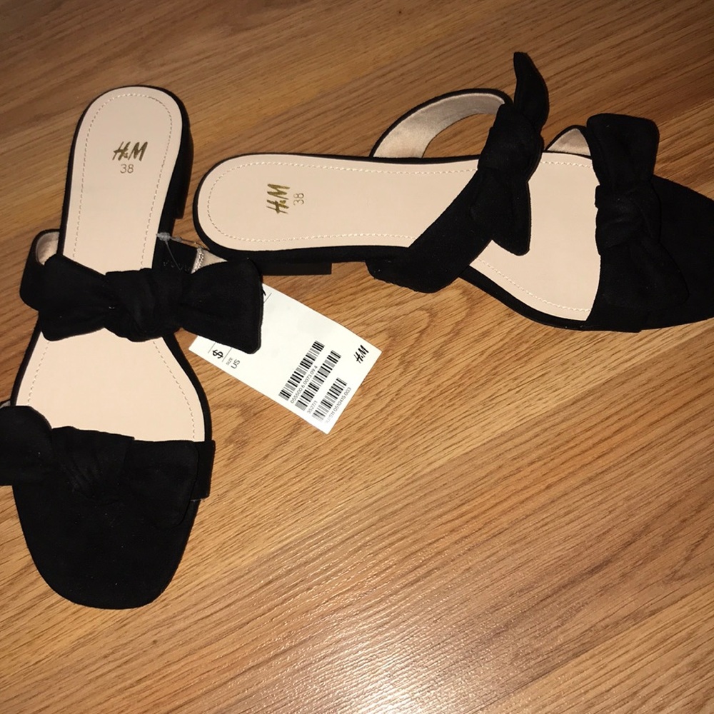 Black Slip-On Sandals